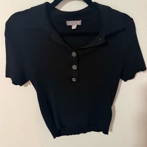 Women’s J.Crew black crop polo top